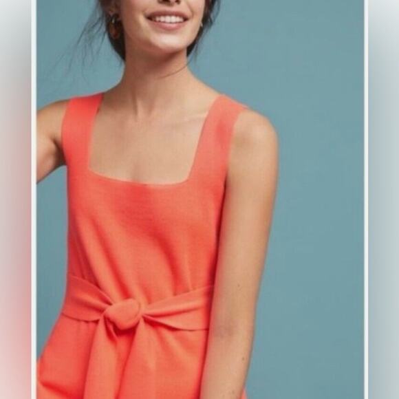 ANTHROPOLOGIE BRIGHT SALMON PINK KNITTED CROP TOP - Picture 7 of 16